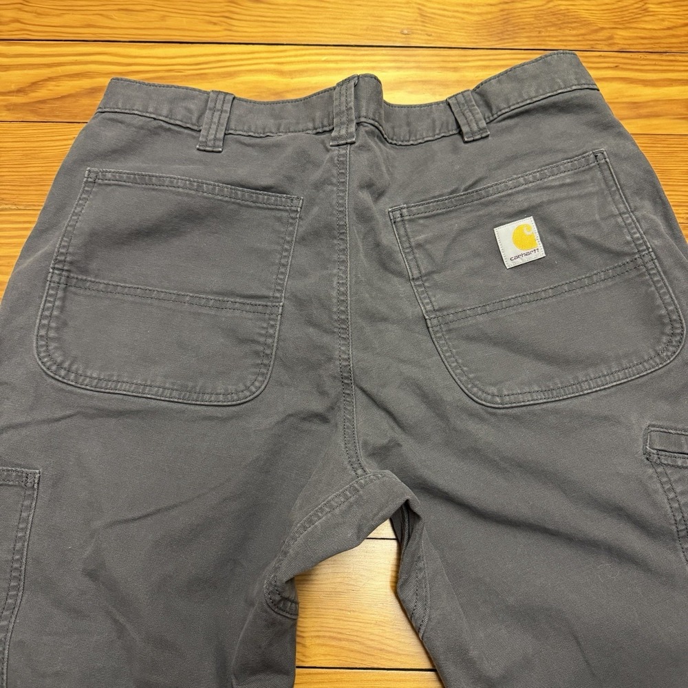 Carhartt Canvas Mens 36 x 32 Gray Double Knee Rugged Flex Relax Fit BN2802-M - Picture 9 of 11
